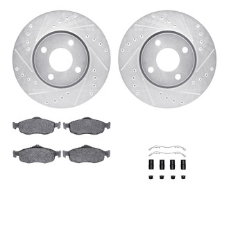 R1 Concepts® - Drilled and Slotted Front Brake Kit with Semi-Metalic Pads