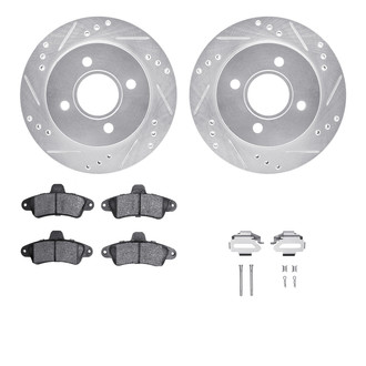 R1 Concepts® - Drilled and Slotted Rear Brake Kit with Semi-Metalic Pads