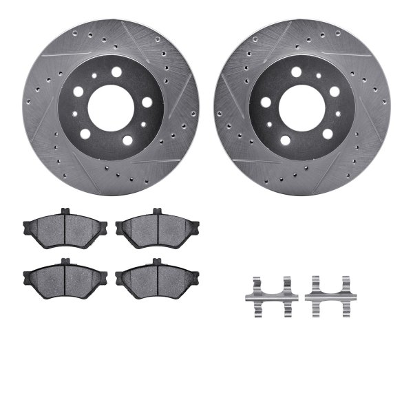  R1 Concepts® - Drilled and Slotted Front Brake Kit with Semi-Metalic Pads