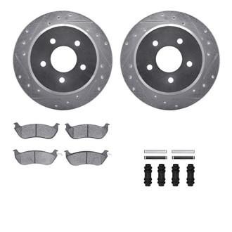 R1 Concepts® - Drilled and Slotted Rear Brake Kit with Semi-Metalic Pads
