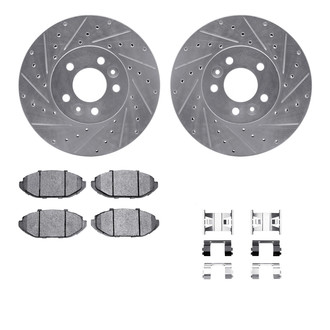 R1 Concepts® - Drilled and Slotted Front Brake Kit with Semi-Metalic Pads