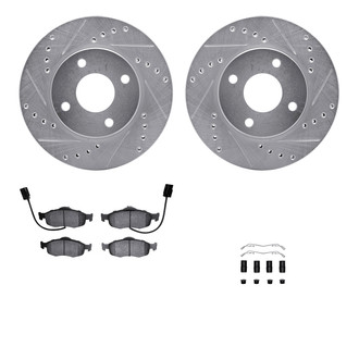 R1 Concepts® - Drilled and Slotted Brake Kit with Semi-Metalic Pads
