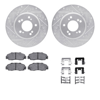 R1 Concepts® - Drilled and Slotted Front Brake Kit with Semi-Metalic Pads