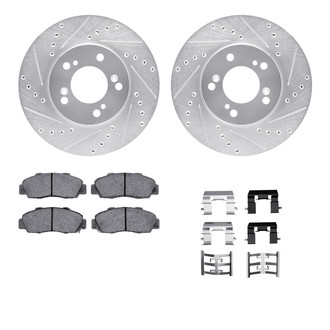 R1 Concepts® - Drilled and Slotted Front Brake Kit with Semi-Metalic Pads