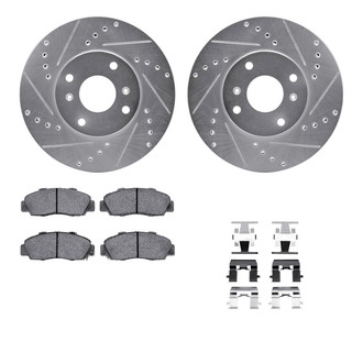 R1 Concepts® - Drilled and Slotted Front Brake Kit with Semi-Metalic Pads