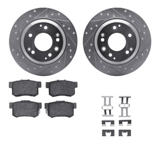 R1 Concepts® - Drilled and Slotted Rear Brake Kit with Semi-Metalic Pads