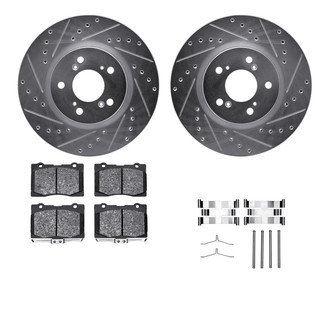R1 Concepts® - Drilled and Slotted Front Brake Kit with Semi-Metalic Pads