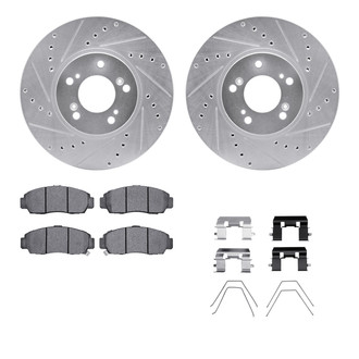 R1 Concepts® - Drilled and Slotted Front Brake Kit with Semi-Metalic Pads
