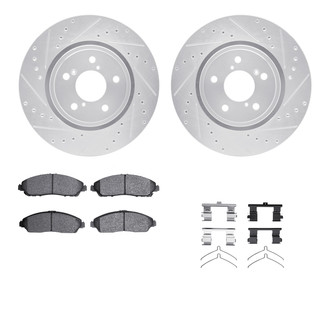 R1 Concepts® - Drilled and Slotted Brake Kit with Semi-Metalic Pads