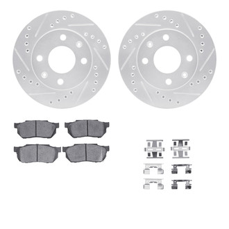 R1 Concepts® - Drilled and Slotted Front Brake Kit with Semi-Metalic Pads