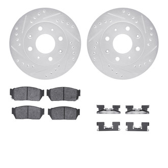 R1 Concepts® - Drilled and Slotted Front Brake Kit with Semi-Metalic Pads