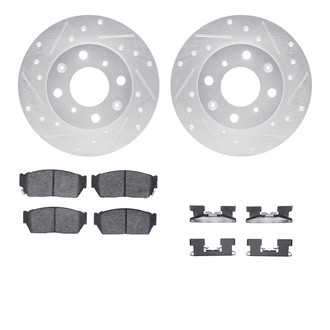 R1 Concepts® - Drilled and Slotted Front Brake Kit with Semi-Metalic Pads