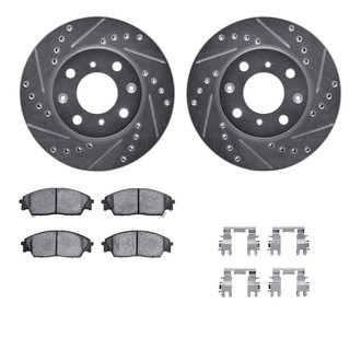 R1 Concepts® - Drilled and Slotted Front Brake Kit with Semi-Metalic Pads
