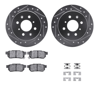 R1 Concepts® - Drilled and Slotted Rear Brake Kit with Semi-Metalic Pads