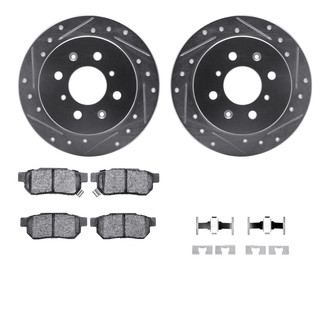 R1 Concepts® - Drilled and Slotted Rear Brake Kit with Semi-Metalic Pads