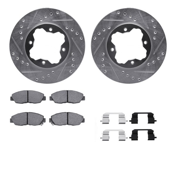  R1 Concepts® - Drilled and Slotted Front Brake Kit with Semi-Metalic Pads