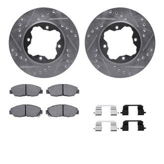R1 Concepts® - Drilled and Slotted Front Brake Kit with Semi-Metalic Pads