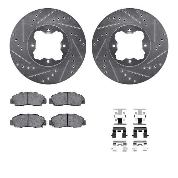  R1 Concepts® - Drilled and Slotted Front Brake Kit with Semi-Metalic Pads