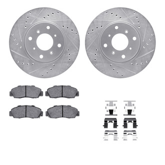 R1 Concepts® - Drilled and Slotted Front Brake Kit with Semi-Metalic Pads