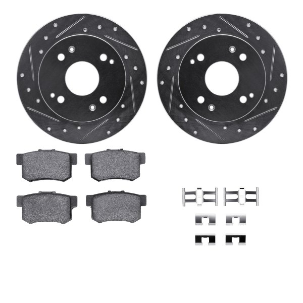  R1 Concepts® - Drilled and Slotted Rear Brake Kit with Semi-Metalic Pads