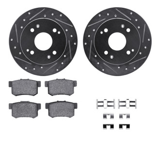 R1 Concepts® - Drilled and Slotted Rear Brake Kit with Semi-Metalic Pads