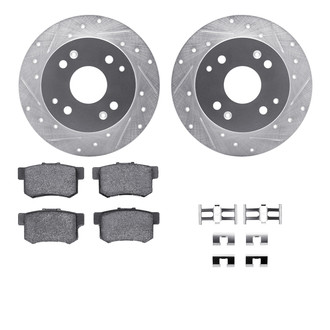 R1 Concepts® - Drilled and Slotted Rear Brake Kit with Semi-Metalic Pads