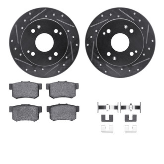 R1 Concepts® - Drilled and Slotted Rear Brake Kit with Semi-Metalic Pads