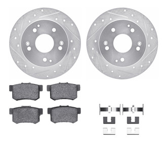 R1 Concepts® - Drilled and Slotted Rear Brake Kit with Semi-Metalic Pads
