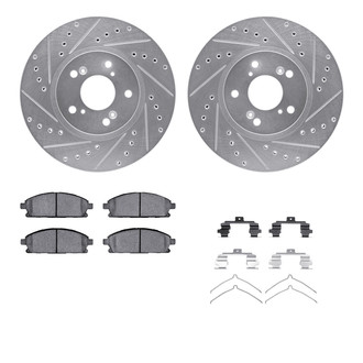 R1 Concepts® - Drilled and Slotted Front Brake Kit with Semi-Metalic Pads