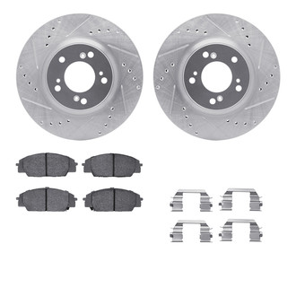 R1 Concepts® - Drilled and Slotted Front Brake Kit with Semi-Metalic Pads