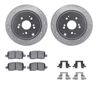 R1 Concepts® - Drilled and Slotted Rear Brake Kit with Semi-Metalic Pads