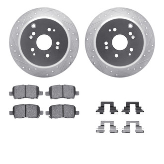 R1 Concepts® - Drilled and Slotted Rear Brake Kit with Semi-Metalic Pads