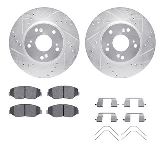R1 Concepts® - Drilled and Slotted Front Brake Kit with Semi-Metalic Pads