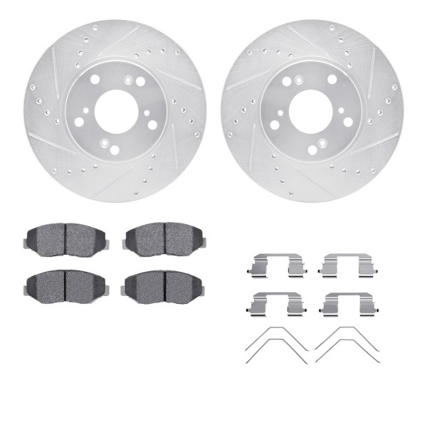  R1 Concepts® - Drilled and Slotted Front Brake Kit with Semi-Metalic Pads