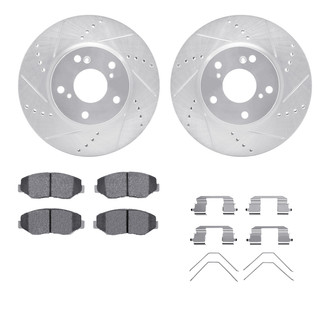 R1 Concepts® - Drilled and Slotted Front Brake Kit with Semi-Metalic Pads