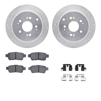 R1 Concepts® - Drilled and Slotted Rear Brake Kit with Semi-Metalic Pads
