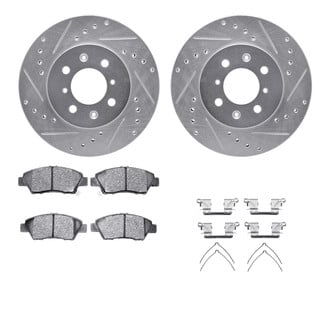 R1 Concepts® - Drilled and Slotted Front Brake Kit with Semi-Metalic Pads