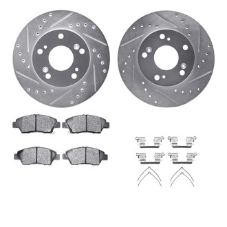R1 Concepts® - Drilled and Slotted Front Brake Kit with Semi-Metalic Pads