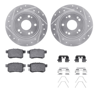R1 Concepts® - Drilled and Slotted Rear Brake Kit with Semi-Metalic Pads