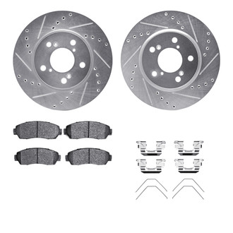R1 Concepts® - Drilled and Slotted Front Brake Kit with Semi-Metalic Pads