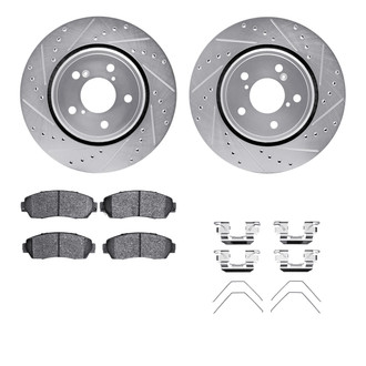 R1 Concepts® - Drilled and Slotted Front Brake Kit with Semi-Metalic Pads