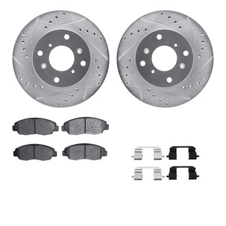 R1 Concepts® - Drilled and Slotted Front Brake Kit with Semi-Metalic Pads