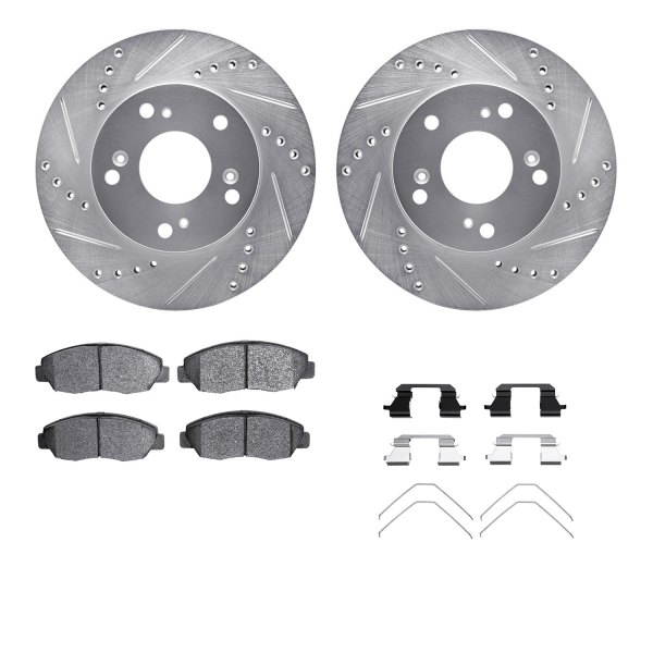  R1 Concepts® - Drilled and Slotted Front Brake Kit with Semi-Metalic Pads