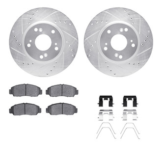 R1 Concepts® - Drilled and Slotted Front Brake Kit with Semi-Metalic Pads