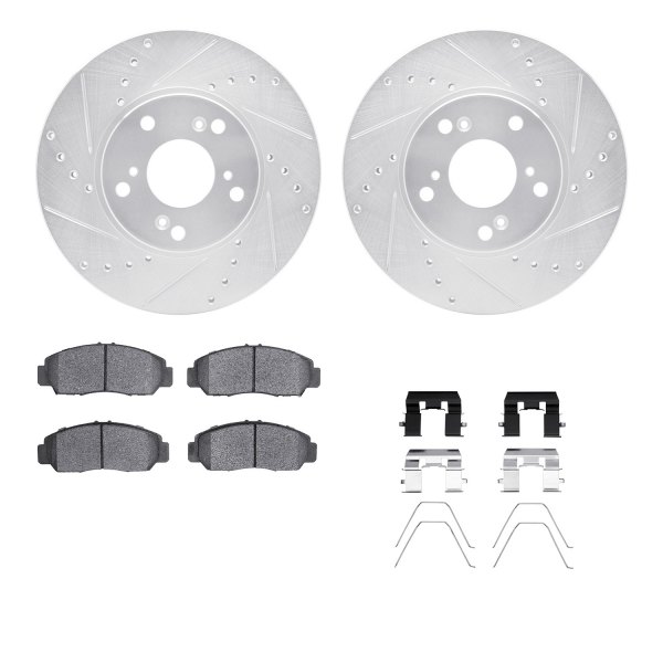  R1 Concepts® - Drilled and Slotted Front Brake Kit with Semi-Metalic Pads