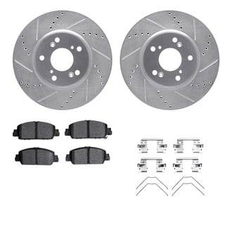 R1 Concepts® - Drilled and Slotted Brake Kit with Semi-Metalic Pads