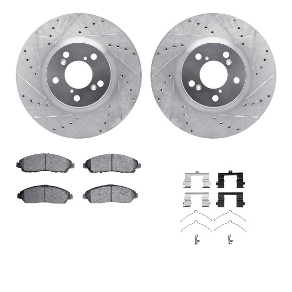  R1 Concepts® - Drilled and Slotted Front Brake Kit with Semi-Metalic Pads