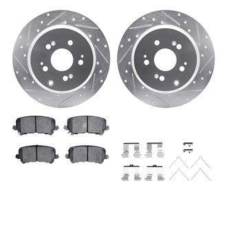 R1 Concepts® - Drilled and Slotted Rear Brake Kit with Semi-Metalic Pads