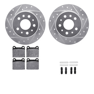 R1 Concepts® - Drilled and Slotted Rear Brake Kit with Semi-Metalic Pads