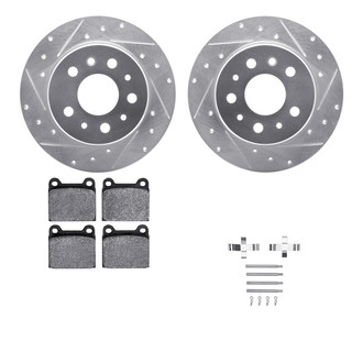 R1 Concepts® - Drilled and Slotted Rear Brake Kit with Semi-Metalic Pads